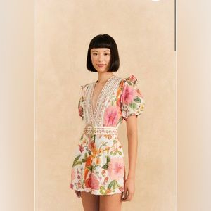 Farm Rio Off-White Macaw Bloom Organic Cotton Romper NWT